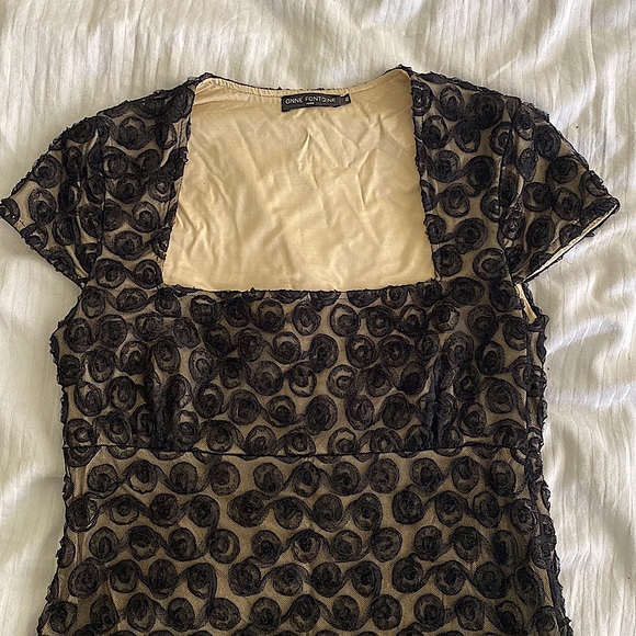 Cap Sleeve Midi-length Mesh Spiralled Lace Cocktail Dress - Picture 3 of 5